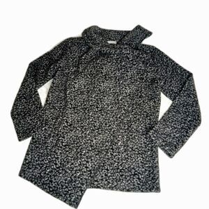 Kenar Women's Wrap Coat Wool Blend Black Gray Asymmetric Animal Print One Size